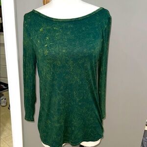 Three Dots Forest Green Long Sleeve Top